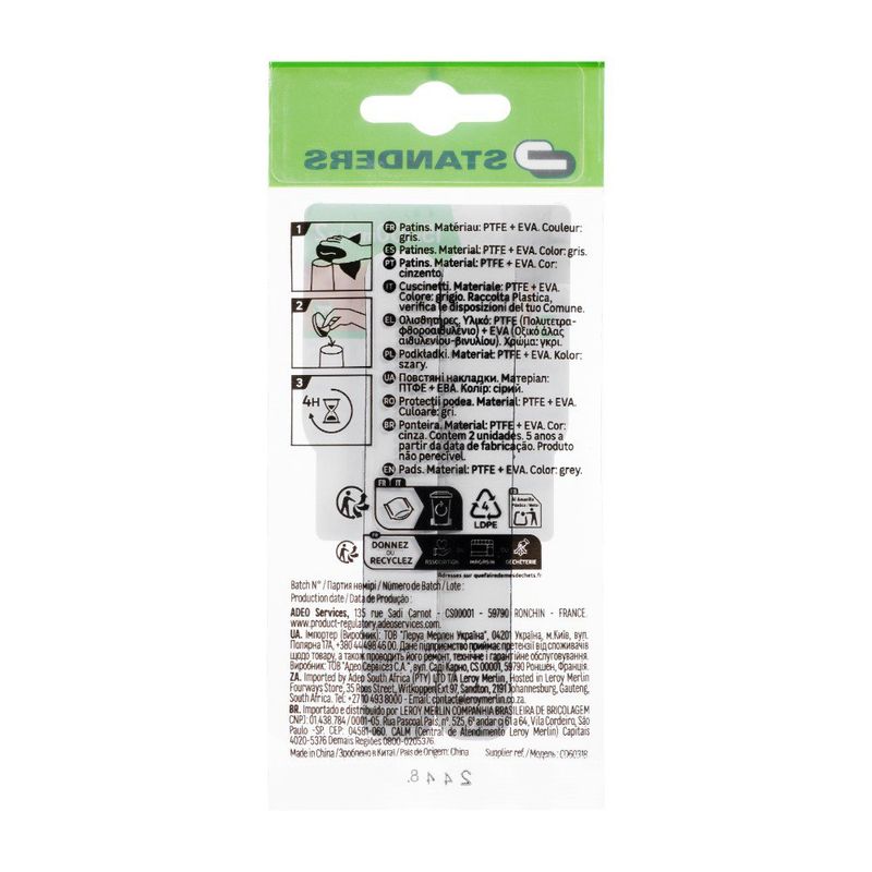 Deslizadores Rectangulares de PTFE para Muebles 100 x 15 mm 2 Pzas