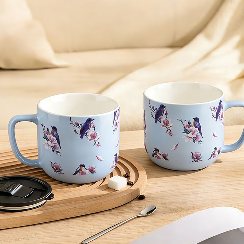 Set de 2 Pocillos Fiorella Diseño Pájaros de 16.09 Onzas