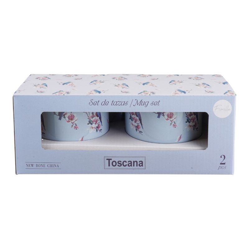 Set de 2 Pocillos Fiorella Diseño Pájaros de 16.09 Onzas