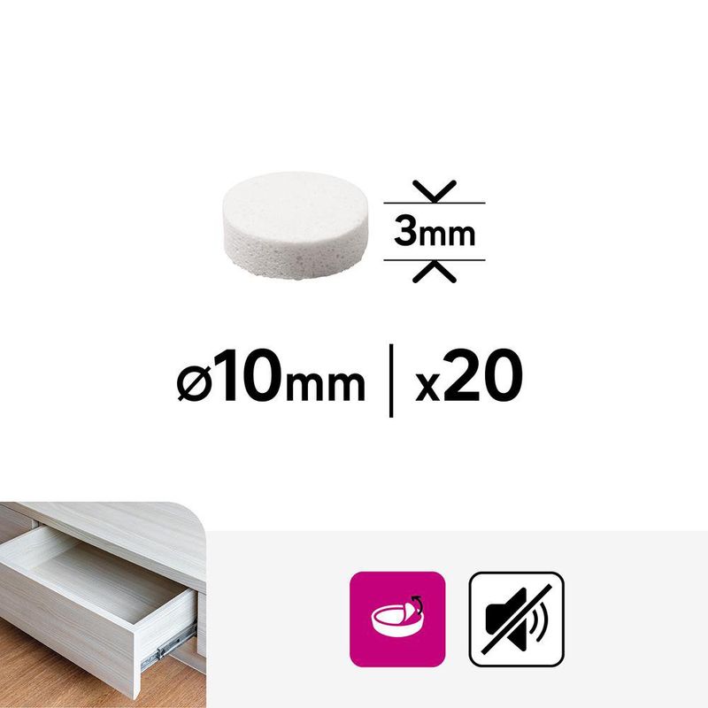 Protectores Redondos de Espuma 10 mm Color Blanco 36 Pzas