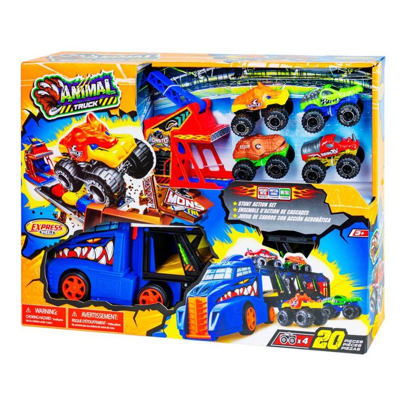 Set de Camión Lanzador Animal Truck con Monster Trucks 20 Piezas
