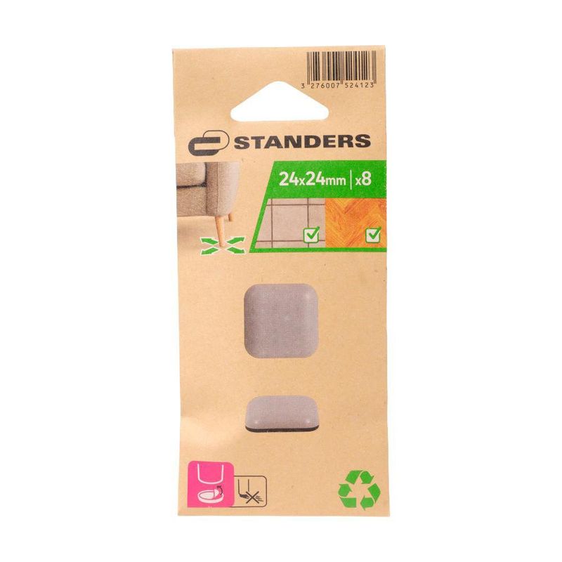 Deslizadores Cuadrados de PTFE para Muebles 24 x 24 mm 8 Pzas