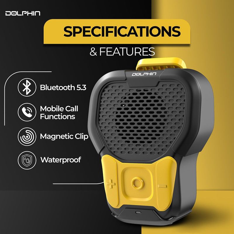 Bocina Bluetooth Dolphin CLP-10 Portátil Magnética IPX6 con Micrófono Color Amarillo
