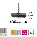 Deslizadores Redondos de PTFE para Muebles 30 mm Color Gris 4 Pzas
