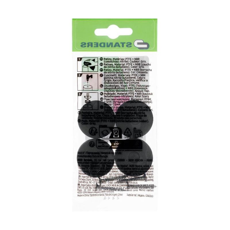 Deslizadores Redondos de PTFE para Muebles 30 mm Color Gris 4 Pzas