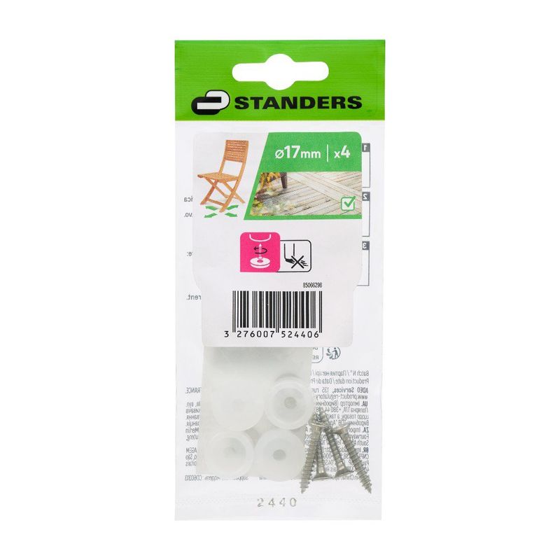 Patines Redondos con Tornillo para Muebles 17 mm 4 Pzas