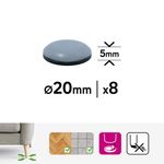Deslizadores Adhesivos de PTFE para Muebles 20 mm Color Gris 8 Pzas