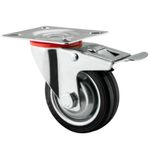 Rueda Giratoria de Hule con Freno 3 Plg