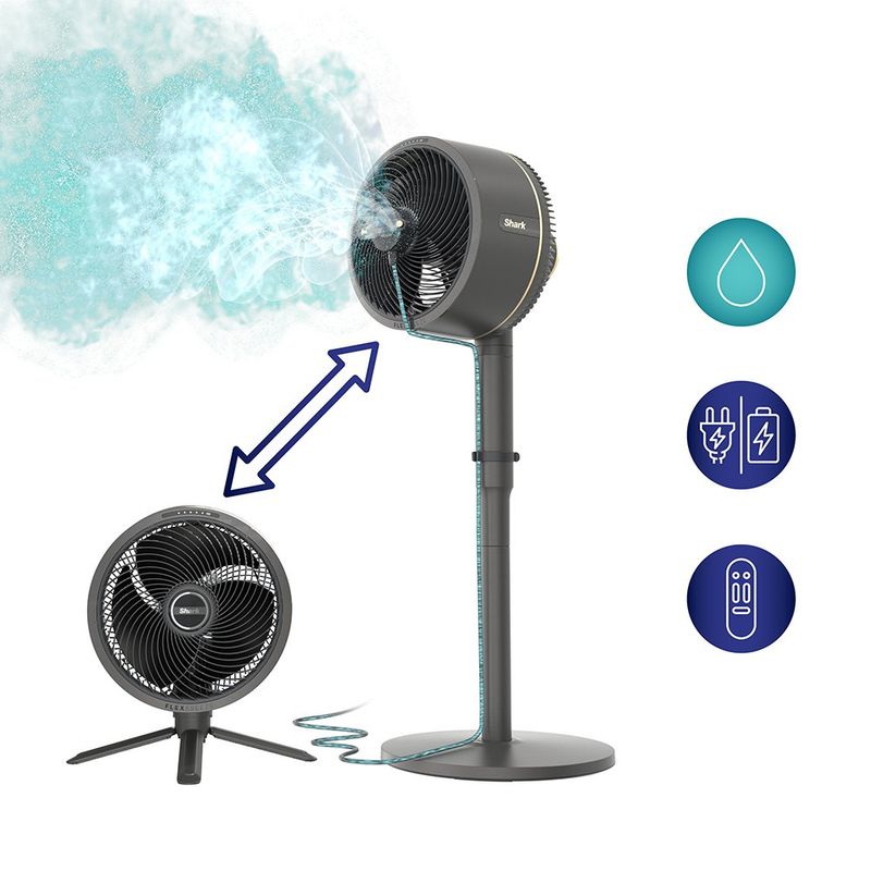 Ventilador Shark FlexBreeze con Nebulizador 5 Velocidades Batería Recargable Color Negro