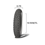 Llanta para Moto Color Negra para Uso Mixto de 2.75 X 18 TL