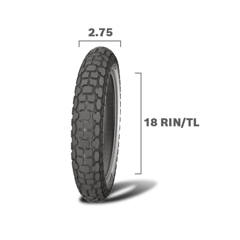 Llanta para Moto Color Negra para Uso Mixto de 2.75 X 18 TL