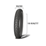 Llanta para Moto Color Negra para Ciudad y Uso Mixto 90 90 19 TT