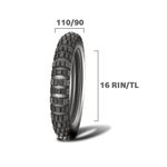 Llanta para Moto Negra para Uso Mixto de 110 90 16 TL