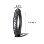 Llanta para Moto Color Negra para Ciudad y Carretera de 2.75 X 17 TL