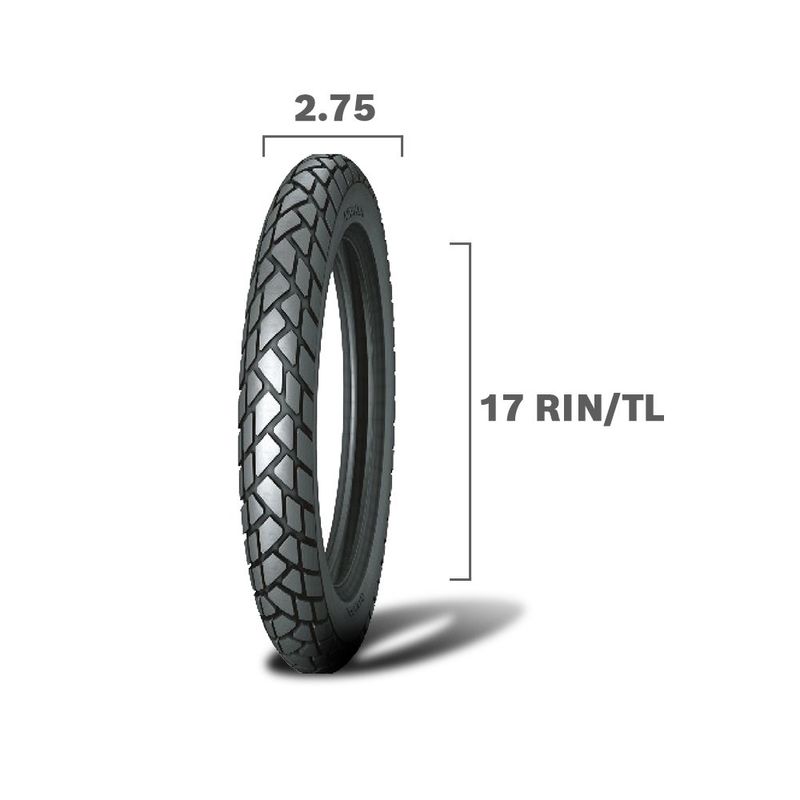 Llanta para Moto Color Negra para Ciudad y Carretera de 2.75 X 17 TL