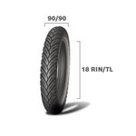 Llanta para Motocicleta Color Negra para Ciudad y Carretera de 90 90 17 TL