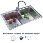 Lavaplatos Prymium 7016F de Doble Fosa en Acero Inoxidable 83 x 48.5 cm