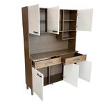 Gabinete de 6 Puertas y 2 Gavetas para Cocina 39 x 130 x 186 cm Café y Blanco