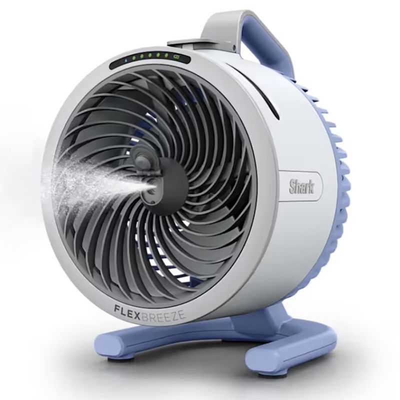 Ventilador Portátil con Nebulizador Shark FlexBreeze HydroGo 5 Velocidades con Batería Recargable Color Celeste