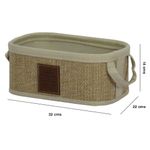 Canasta Organizadora Rectangular de Bambú con Asas Color Beige Mediana