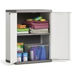 Armario Mediano de Plástico con Repisa Interior para Organización 68 x 39 x 85 cm Blanco y Gris