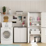 Armario Mediano de Plástico con Repisa Interior para Organización 68 x 39 x 85 cm Blanco y Gris