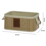 Canasta Organizadora Rectangular de Bambú con Asas Color Beige Pequeña