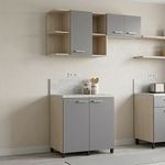 Juego de Gabinetes para Cocina Lucy de 64 x 140 x 31.2 cm con Top Gris y Beige