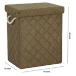 Cesta para Ropa Rectangular con Tapa Tela Acolchada Color Café Grande