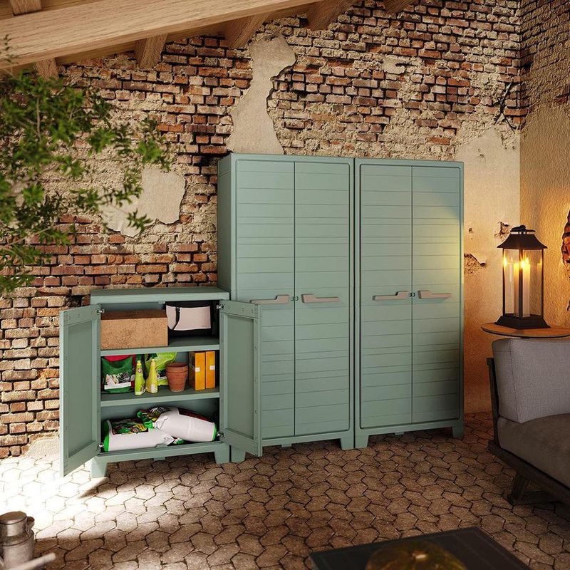 Gabinete Bajo de Plástico Planet con Repisas para Organización Jade Gris