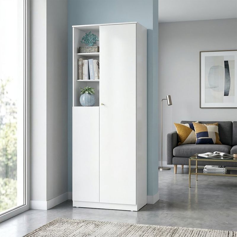 Armario Zary con Repisas y Compartimento Cerrado Color Blanco de 36.5x65x181.2 Cm