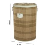 Cesta para Ropa Plegable Redonda de Bambú con Tapa Color Beige