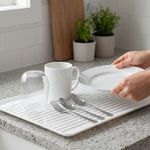 Bandeja Escurridora para Platos y Vasos para Fregadero de 43 x 32 x 1.5 cm Blanco