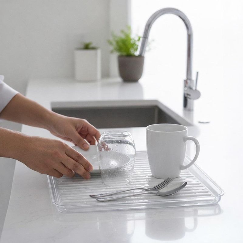 Bandeja Escurridora para Platos y Vasos para Fregadero de 43 x 32 x 1.5 cm Transparente