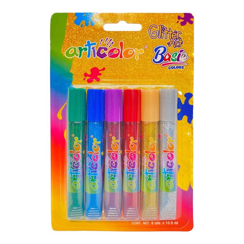 Set de Pegamento con Glitter 6 Colores de 10.5 mL