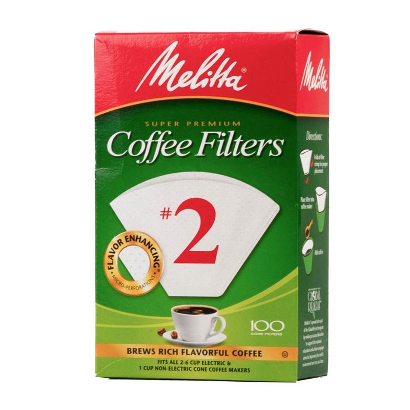 Filtros de Café Cónicos No. 2 para Cafetera de 2-6 Tazas 40 Unidades