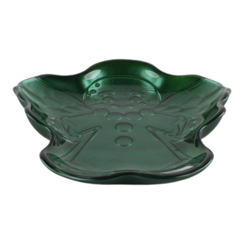 Boquitero Decorativo Navideño de Vidrio Diseño Ángel Color Verde