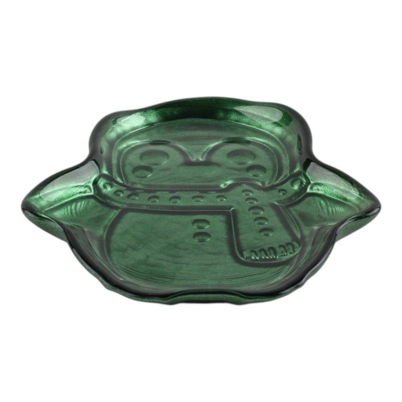 Boquitero Decorativo Navideño de Vidrio Diseño Pingüino Color Verde