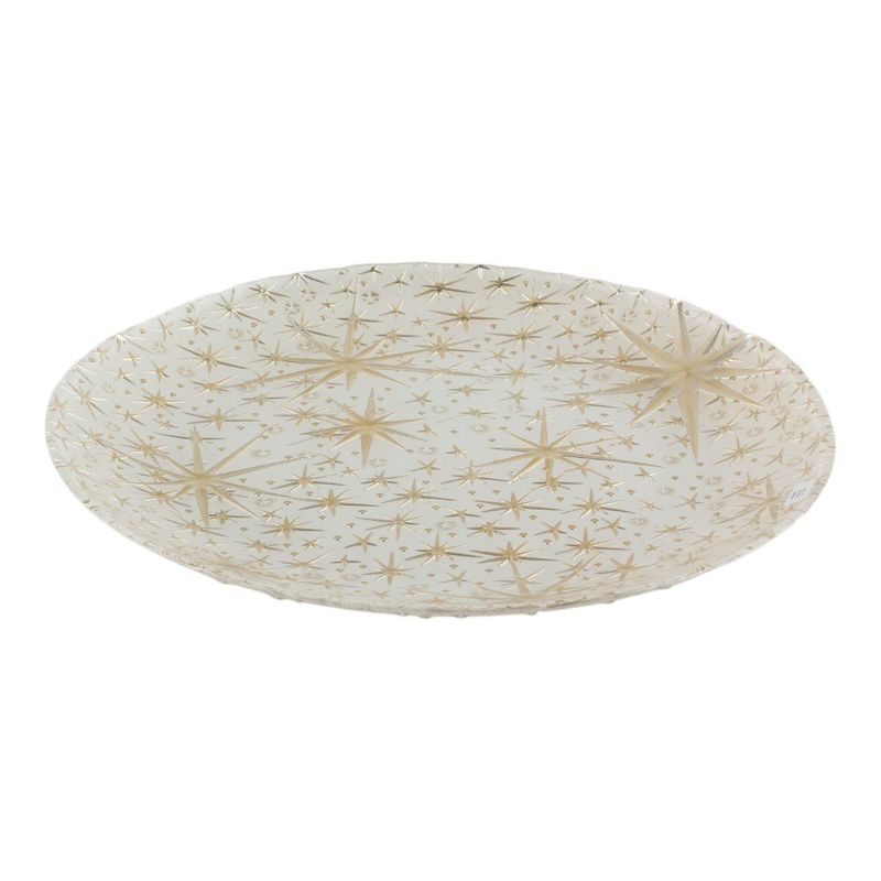 Plato Base de Vidrio Diseño Estrellas Doradas de 32 x 32 Cm