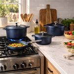 Batería de Cocina de Aluminio Antiadherente Lisboa Color Azul 8 Piezas