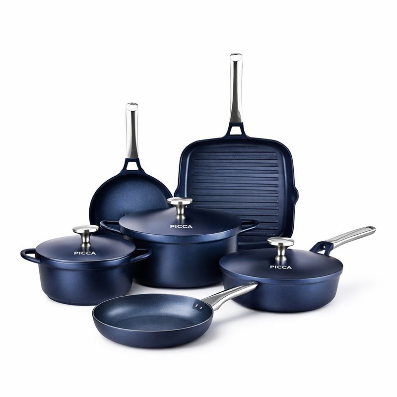 Batería de Cocina de Aluminio Antiadherente Lisboa Color Azul 8 Piezas