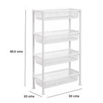 Organizador de Cocina de 4 Niveles Blanco para Cocina 20 x 50 x 80.5 cm