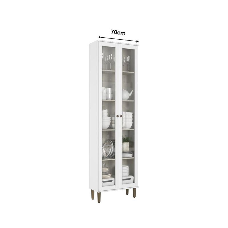Vitrina Alta con Puertas de Vidrio y Repisas para Almacenamiento Classy