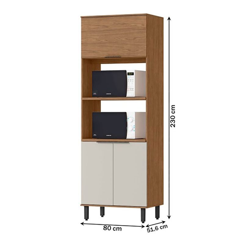 Gabinete Torre Toscana para 2 Hornos de Cocina 80 x 51.6 x 230 cm Café y Crema
