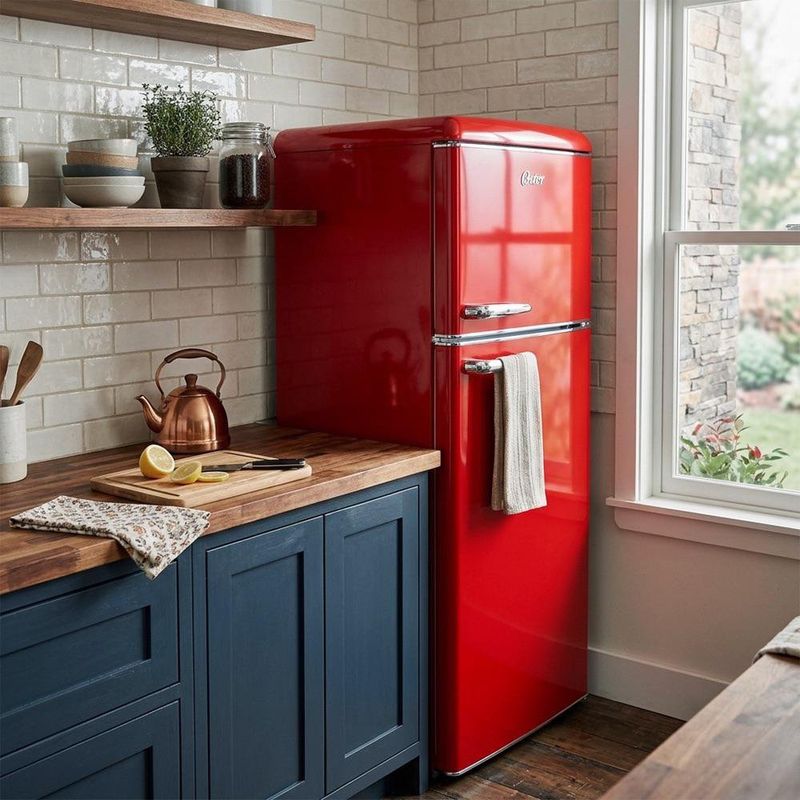Refrigerador sin Escarcha Retro de 2 Puertas Color Rojo de 10 Pies³