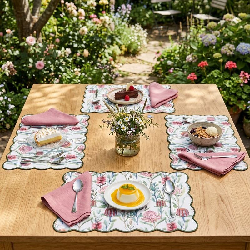 Set de 4 Individuales de Tela Diseño Flores 30 x 45 Cm
