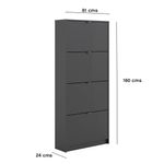 Zapatera de 4 Puertas Negro para Dormitorio 70 x 24 x 162 cm