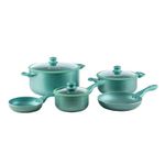 Batería de Cocina Gravina Mármol Color Turquesa con Juego de Cuchillos