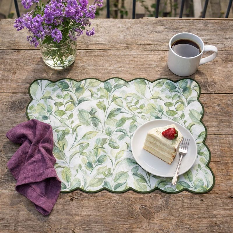 Set de 4 Individuales de Tela Diseño Hojas Verdes 30 x 45 Cm