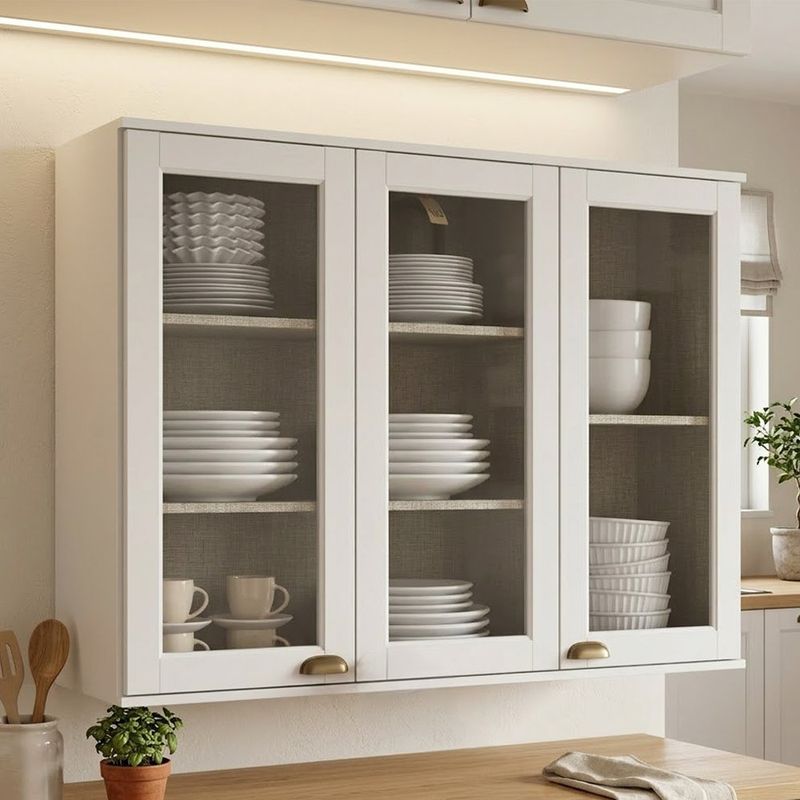 Gabinete Classy Aéreo de 3 Puertas con Vidrio para Cocina 120 cm Blanco